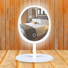 SOGA 2X 26cm White Oval Smart LED Makeup Bedroom Table Vanity Mirror Tricolor Adjustable Light w/ 5x Magnification