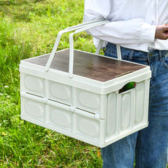 SOGA 2X 52.5cm 55L White Car & Camping Foldable Storage Box Crate Stackable Container with Handle