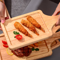 SOGA 2X 35cm Rectangle Premium Wooden Oak Food Serving Tray Charcuterie Board Paddle Home Decor