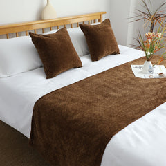 SOGA 70cm Brown Vintage Bed Scarf Runner Bedding Tail Pad Flag For Home Hotel Set of 3