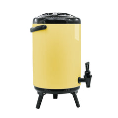 SOGA 4X 8L Stainless Steel Insulated Milk Tea Barrel Hot and Cold Beverage Dispenser Container with Faucet Yellow