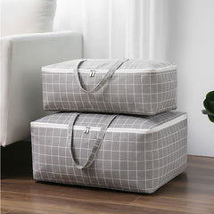 SOGA Grey Plaid Medium Storage Luggage Bag Double Zipper Foldable Travel Organiser Essentials