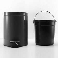 SOGA 4X Foot Pedal Stainless Steel Rubbish Recycling Garbage Waste Trash Bin Round 12L Black