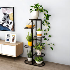 SOGA 7 Tier 8 Pots Black Metal Plant Rack Flowerpot Storage Display Stand Holder Home Garden Decor