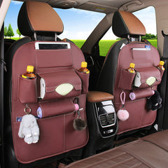 SOGA PVC Leather Car Back Seat Storage Bag Multi-Pocket Organizer Backseat and iPad Mini Holder Coffee