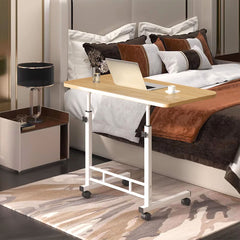 SOGA 40x80cm Walnut Bedside Table Movable Bedroom Desk Student Computer Table