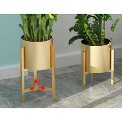 SOGA 2X 45CM Gold Metal Plant Stand with Flower Pot Holder Corner Shelving Rack Indoor Display