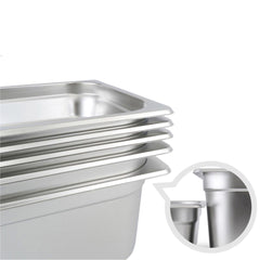 SOGA 2X Gastronorm GN Pan Full Size 1/3 GN Pan 6.5 cm Deep Stainless Steel Tray with Lid