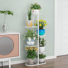 SOGA 7 Tier 8 Pots White Metal Plant Rack Flowerpot Storage Display Stand Holder Home Garden Decor