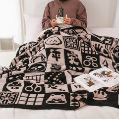 SOGA 130x160cm Throw Blanket  Black and White New Year Limited Edition Peace and Joy Plush Cozy