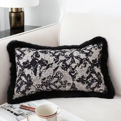 SOGA 30cm Vintage Black Pillowcase Set Black Herringbone Pattern Lumbar Throw Pillow