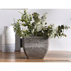 SOGA 2X 27cm Rock Grey Square Resin Plant Flower Pot in Cement Pattern Planter Cachepot for Indoor Home Office