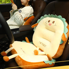 SOGA 2X Cute Face Toast Bread Cushion Stuffed Car Seat Plush Cartoon Back Support Pillow Home Decor