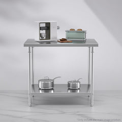 SOGA 2-Tier Commercial Catering Kitchen Stainless Steel Prep Work Bench Table 100*70*85cm