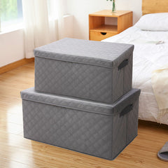 SOGA 2X Large Grey Non-Woven Diamond Quilt Grid Fabric Storage / Organizer Box