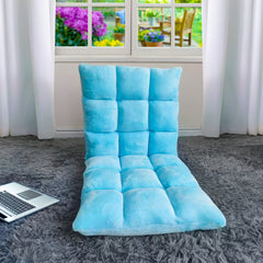 SOGA 4X Floor Recliner Collapsible Lounge Sofa Couch Folding Chair Cushion Light Blue