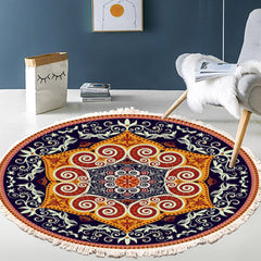 SOGA 90cm Round Mandala Ethnic Style Round Carpet Anti-slip Doormat Home Decor