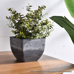 SOGA 2X 27cm Weathered Grey Square Resin Plant Flower Pot in Cement Pattern Planter Cachepot for Indoor Home Office