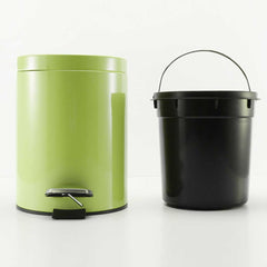 SOGA 2X Foot Pedal Stainless Steel Rubbish Recycling Garbage Waste Trash Bin Round 7L Green