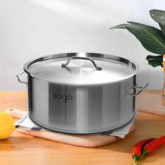 SOGA Stock Pot 23Lt Top Grade Thick Stainless Steel Stockpot 18/10