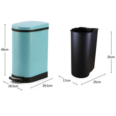 SOGA 2X Foot Pedal Stainless Steel Rubbish Recycling Garbage Waste Trash Bin U Blue 10L