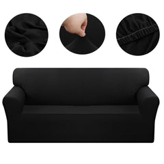 SOGA 3-Seater Black Sofa Cover Couch Protector High Stretch Lounge Slipcover Home Decor