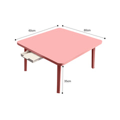 SOGA 2X Pink Portable Floor Table Small Square Space-Saving Mini Desk Home Decor