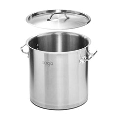 SOGA 50L Stainless Steel Stock Pot with Two Steamer Rack Insert Stockpot Tray