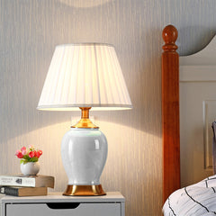 SOGA 2X Ceramic Oval Table Lamp with Gold Metal Base Desk Lamp White