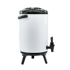 SOGA 4X 16L Stainless Steel Insulated Milk Tea Barrel Hot and Cold Beverage Dispenser Container with Faucet White