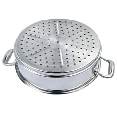 SOGA 2X 3 Tier 28cm Heavy Duty Stainless Steel Food Steamer Vegetable Pot Stackable Pan Insert with Glass Lid