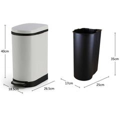 SOGA 2X Foot Pedal Stainless Steel Rubbish Recycling Garbage Waste Trash Bin U White 10L