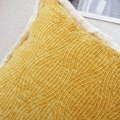 SOGA 50cm Throw Pillow Turmeric Yellow Aesthetic Chenille Texture for Home Decor