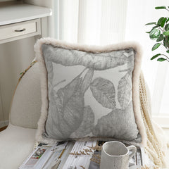 SOGA 45cm Wabi-sabi Raised Embroidery Leaf & Square Throw Pillow