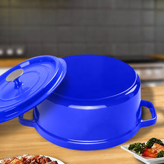 SOGA Cast Iron Enamel Porcelain Stewpot Casserole Stew Cooking Pot With Lid 3.6L Blue 24cm