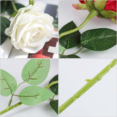 SOGA 5pcs Artificial Silk Flower Fake Rose Bouquet Table Decor White