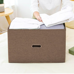 SOGA 2X Coffee Large Foldable Canvas Storage Box Cube Clothes Basket Organiser Home Decorative Box