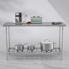 SOGA Commercial Catering Kitchen Stainless Steel Prep Work Bench Table 150*70*85cm