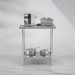 SOGA 2-Tier Commercial Catering Kitchen Stainless Steel Prep Work Bench Table 80*70*85cm