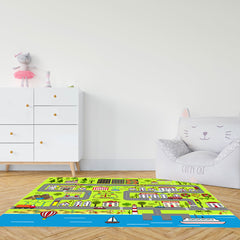 SOGA 2X 120cm Kids Rug Street Map Play Mat Educational Baby Theme Park Area Rugs