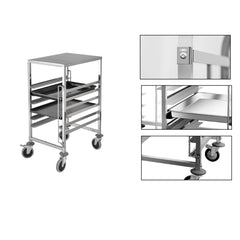 SOGA 2X Gastronorm Trolley 7 Tier Stainless Steel Bakery Trolley Suits 60*40cm Tray with Working Surface