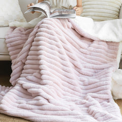 SOGA 2X 150x200cm Throw Blanket Bean Paste Pink Premium Milk Velvet Luxuriously Soft Cozy Bedding