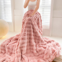 SOGA 2X 200cm Pink Fur Fuzzy Super Soft and Cozy Fluffy Throw Blanket