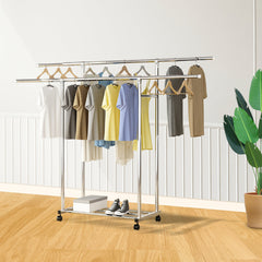 SOGA 120cm Stainless Steel Floor-Standing Clothes Rack - Durable and Space-Saving Laundry Organizer