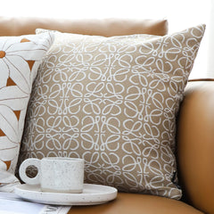 SOGA 2X 50cmThrow Pillow White and Beige Geometric Pattern Accent for Home Decor