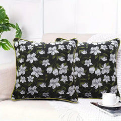 SOGA 45cm Subtle Foliage Green Pillow Subtle Orchid Blossom Square Throw Pillow