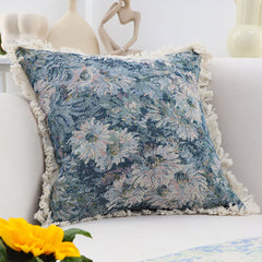 SOGA 45cm Oil Painting Shabby Chic Style Handmade Full Floral Needlepoint Throw Pillow