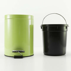 SOGA 4X Foot Pedal Stainless Steel Rubbish Recycling Garbage Waste Trash Bin Round 7L Green