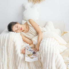 SOGA 2X 150x200cm Throw Blanket Pearl White Premium Milk Velvet Luxuriously Soft Cozy Bedding