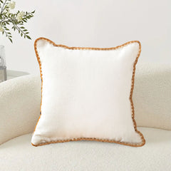 SOGA 45cm Warm Wood Tone & Apricot Shell Edged Square Throw Pillow